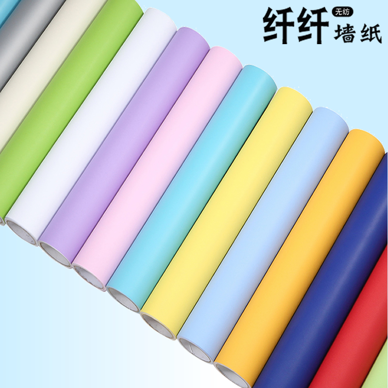 Thickened pure wallpaper plain self-sticking candy matte Boeing film furniture renovation paste frosted waterproof sticker