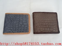  Thai mens short no spell crocodile belly wallet gray wallet handmade cowhide woven simple leather wallet
