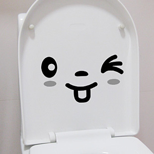 Smile Face 2 wall stick toilet stick funny toilet stick furniture stick cabinet stick refrigerator stick waterproof toilet wall stick MT