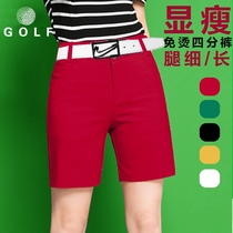 Golf womens pants summer slim four-point pants sports middle pants womens size slim 5 points shorts high waist ball pants