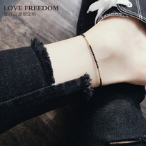 Custom (LOVE FREEDOM) Original 14K Coated Gold Black Sharp Anklet Simple Foreign Style Extremely Fine Flash Anklet