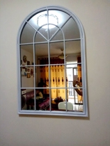 European style wrought iron window mirror frame wall decoration arc window living room decoration mirror frame wall View mirror frame Wall Wall