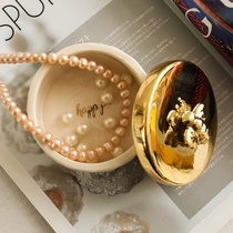 Nordic ins Wind bee ceramic jewelry box gold jewelry box European home storage can decoration decoration