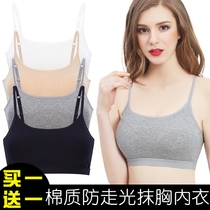 Cotton underwear vest wrapped chest without steel ring integrated chest pad bra student high school girl short white tube chest