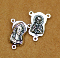  Reliquary Cross Rosary Rosary Three-way 925 Sterling Silver Virgin and Jesus Sacred Heart Triangle Holy Card