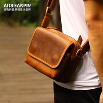 Retro postman cowhide bag mens sports and leisure small satchel mini handmade leather shoulder bag diagonal backpack