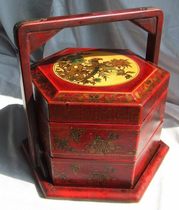 Fine red rice flower and bird antique food box antique basket antique furniture stage props moon cake snack gift box