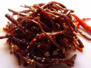 【康派小厨】四川特色私房菜香辣牛肉条200克!自贡豇豆牛肉