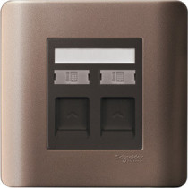 Schneider Cheng switch socket tap dual phone socket (style Brown)()
