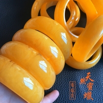Natural Baltic amber beeswax chicken oil yellow bracelet female widened thickened ice jade bracelet with certificate